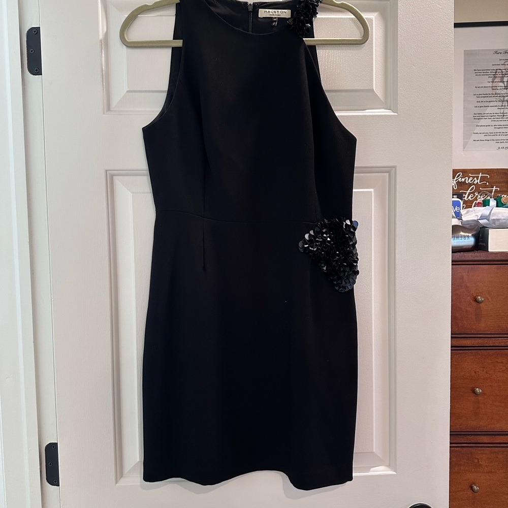 Halston Heritage Black Mini Dress with Sequin Accent